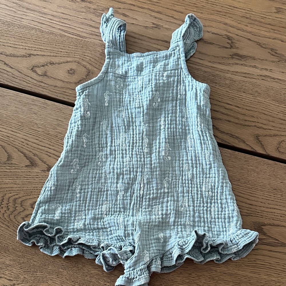 Charming Blue Ruffled Kids Romper - Picture 5 of 6